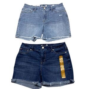 Seven7 Women’s Weekend Stretch Fray Hem Denim Shorts Lot 2 Pair Size 12 NWT